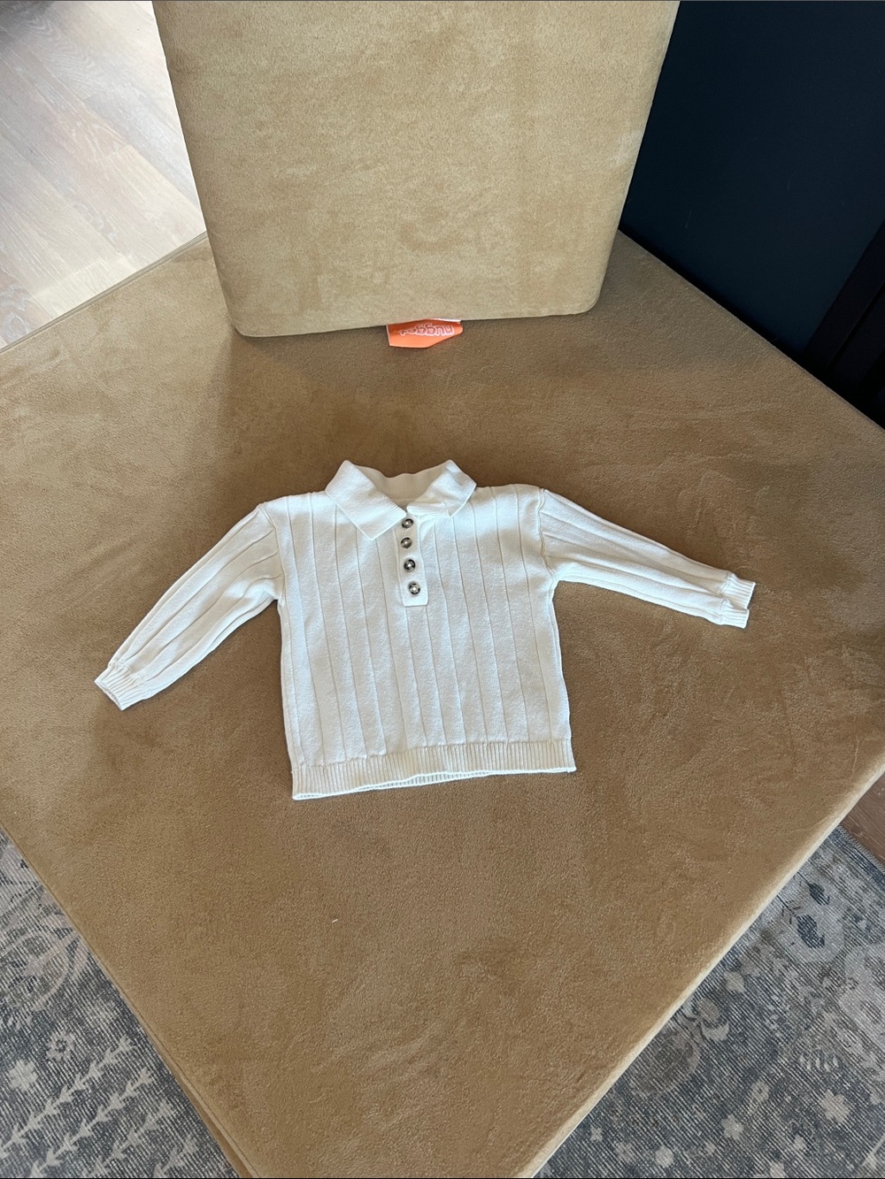 Nordstrom Cream Ribbed Polo Sweater Top